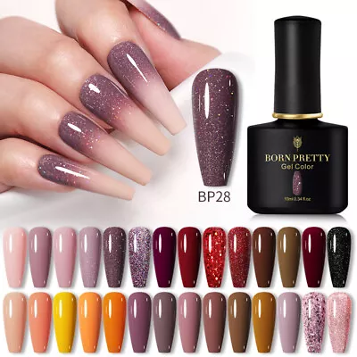 £3.95 • Buy BORN PRETTY 10ml UV Gel Nail Polish Brown Purple Glitter UV LED Top Base Autumn