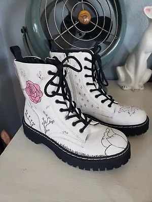 Sincerely Jules White Combat Boots (Dr. Martens Style). Unique Size 8.5 • $22