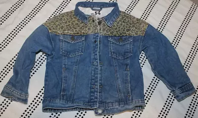 Cotton On Denim Jacket Size 5-6yo Leopard Print Shoulders • $5