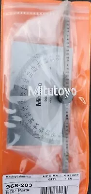 Mitutoyo 968-203 Protractor Square Head W/ 6  Rule Chrome • $34.98