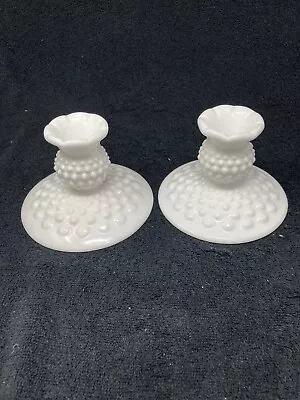 Milk Glass Hobnail Candle Holder • $11