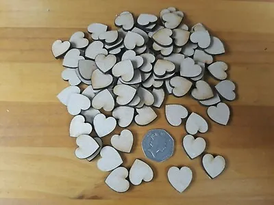 100x HEART Blank Shapes MDF Blank Embellishments DIY Craft 2cm  • £4.99