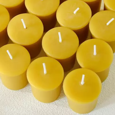 Pure Beeswax Votive Candles15 Hours Burn Time Each - Pack Of 18Natural • $41.69