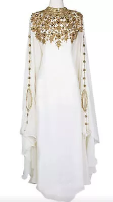 Georgette Jacket Gown Dress Islamic Kaftan Moroccan Abaya Caftan Dubai Farasha • $44.21