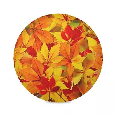Fall Autumn Yellow Leaves Round Placemats Set Of 6Maple Leaf Kitchen Dining T... • $26.48