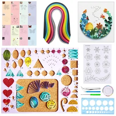 16PCS Handmade Starter Quilling Paper Kits Cork DIY Craft Workboard Slotted Tool • £8.99