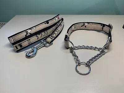 Martingale Half Check Choke Chain Dog Collar In Dogs Life Design With Lead • £13.50