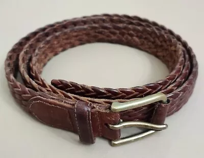 Coach Men's Leather Brown Woven Braided Belt Solid Brass Buckle 40  D1 • $24.95