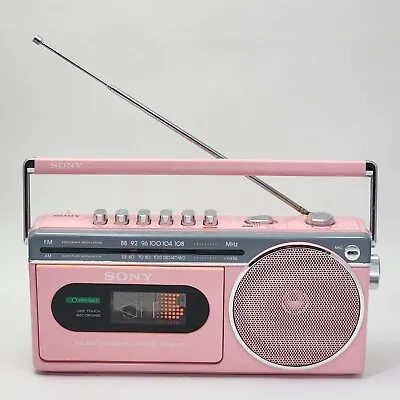 Vtg Sony Pink CFM-120 AM/FM Radio Cassette-Corder 1986 - READ NEEDS REPAIR Prop • $179.99