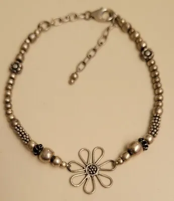 Vintage 925 STERLING Silver FLOWER Bracelet ~ Anklet Awesome!! Fits 8.5 -10  • $19.99