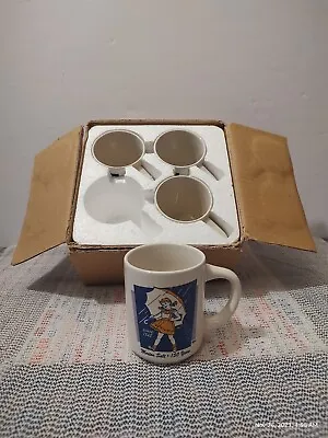 4 Vintage Morton Salt Coffee Cup Set BRYAN CHINA NEW CASTLE PA NEW IN BOX • $20
