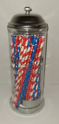 Vintage Mason Straw Dispenser Large Glass Jar W/ Straws • $29.99