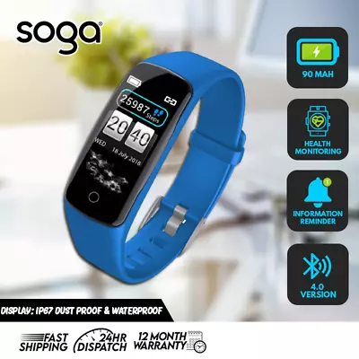 SOGA Sport Monitor Wrist Touch Fitness Tracker Smart Watch Blue • $59.90