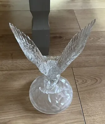 Soaring Eagle Clear Glass Sculpture On Frosted Glass Pedestal Base Paperweight • £15