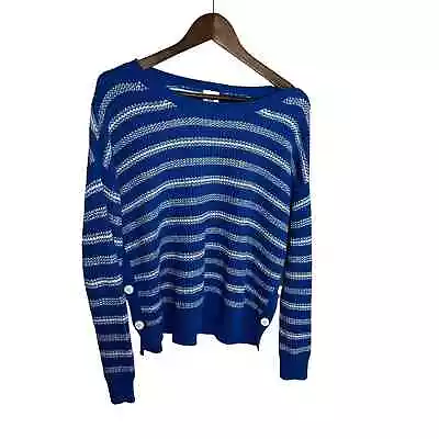 Cabi Womens Sweater Blue Size Medium 6165 Striped High Low Pullover Nautical • $26.99