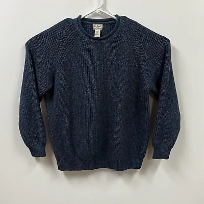 Ll Bean Sweater Mens Large Blue Roll Neck Fisherman Knit Pullover • $46.88