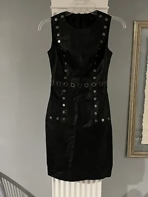 £75 • Buy Karen Millen Eyelet Trim Leather Shift Dress. Black Size 6 . BNWT RRP £329