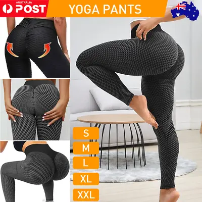 $5.45 • Buy Women High Waist TikTok Leggings Ruched Anti-Cellulite Fitness Yoga Pants Gym
