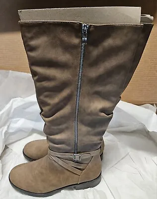 NEW Taupe SIZE 8.5M Women's - XAPPEAl Nadeen - Zip Up Buckle Strap Calf Boots • $34.93