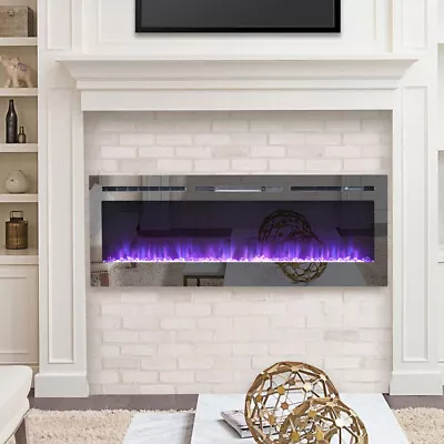 36/40/50/60 Inch Home Mirrored Inset Electric Fire Fireplace Led Light Home • £239.99