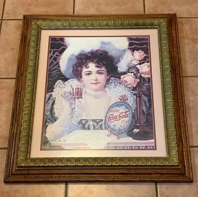 Vintage Framed COCA COLA Advertising Print Poster 1890 Image HILDA CLARK 5¢ COKE • $99.99