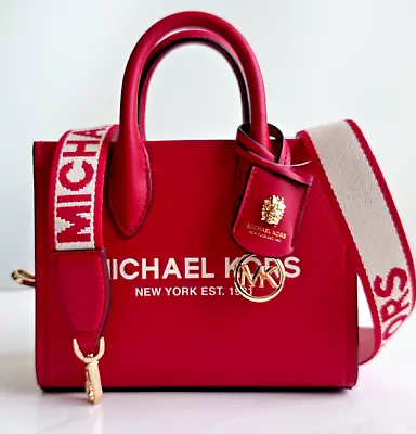 Michael Kors Mirella XS Shopper Zip Tote Crossbody Leather Bag Dragon Bright Red • $119.95