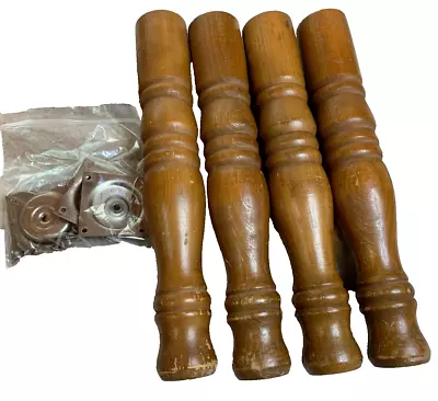 Salvaged: Vintage Coffee Table Legs Wood / Wooden Brown Mounting Hardware 14 T • $73.99