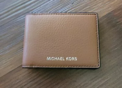 Nwot Michael Kors Men's Bi-fo  Cc Id Money Holder Wallet Case  Leather Camel  • $25.95