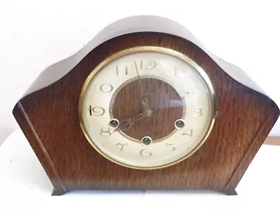 Antique/vintage Oak  Bentwood Smiths   Mantle Clock. Smiths 4 Bar Movement Gwc • £12.50