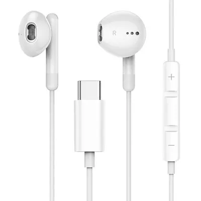 For Samsung S24 S23 S22 S21 Type C Wired Earphones Built In Mic In Ear Earbud • £4.99