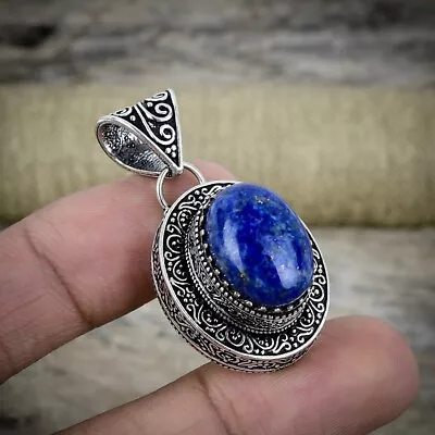 Fancy Lapis Lazuli Natural Gemstone 925 Sterling Silver Pendant Handmade Jewelry • $15.67