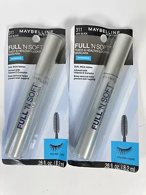 2 Maybelline Full 'N Soft Waterproof Mascara Thick Healthy 311 Very Black • $19.54