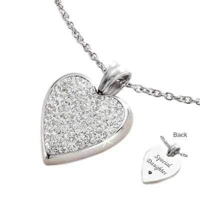 Personalised Heart Pendant Necklace For A Woman Girl Engraving Engraved Gift • £19.99