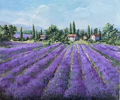 Lavender Fields Acrylic Painting Original Art Provence Landscape France Art • £124.68