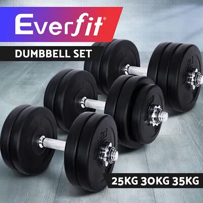 Everfit 25KG/30KG/35KG Dumbbells Dumbbell Set Weight Training Plates Home Gym • $75.95