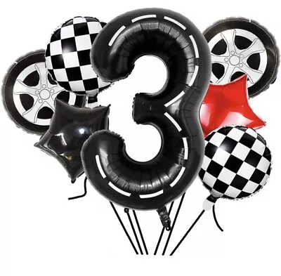 Race Car Birthday Party Balloons40 Inch Big Mylar Foil Racetrack Number #3 • $12.73