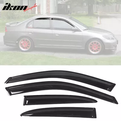 Fits 01-05 Honda Civic Sedan Window Visor Rain Guard Sun Shade Vent Acrylic 4Pcs • $26.98