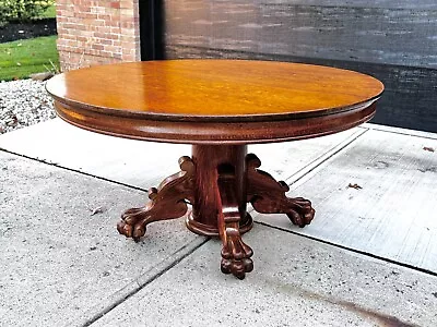 Antique Late 19th Century Tiger Wood Dining Table Claw Feet • $2195