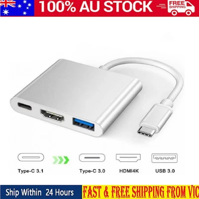 $21.79 • Buy USB Adapter Converter Type C To HDMI For Laptop/Projector/Monitor/phone (Silver)