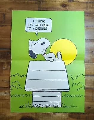 Vintage 1958 Snoopy Sleeping Poster 14  X 19.5  Peanuts Schulz Green • $180