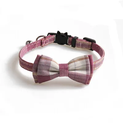 (CC088)  Tartan Pattern Bow Tie Cat Collar Safety Release Bow & Bell • £4.30
