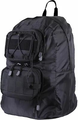 Black Tactical MOLLE Foldable Pack Away Bag Backpack • $34.99