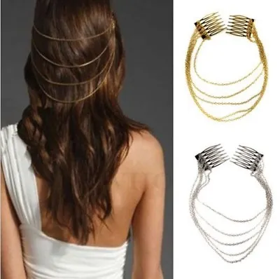 Double Hair Comb Chain Boho Bohemian Jewellery Summer Beach Clothes A012 • £3.75
