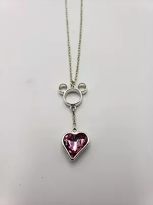 Mickey Icon Droplet Swarovski Heart Necklace Crystal Fine Pendant Disney Mouse  • $30