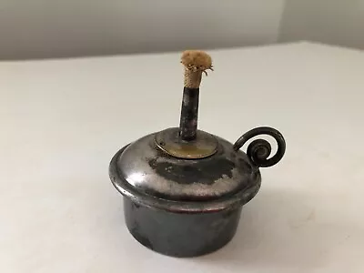 Antique Miniature Sterling Silver Whale Oil Desk Lamp Lantern • $40