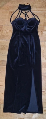 £34.99 • Buy CHARLOTTE HALTON Black Velour Dress L/S UK Size 10 US 14