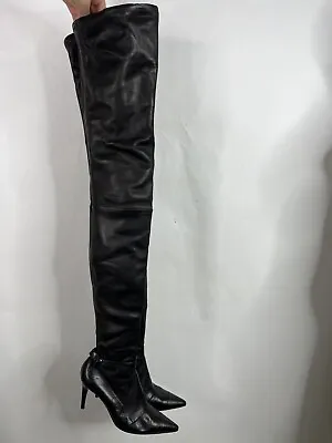 Vtg Chanel 2005 ‘devil Wears Prada’ Thigh High Black Leather Boots 35 • $1500