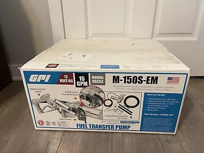 GPI M-150s-em 12 Volt Fuel Transfer Pump 15 GPM Manual Nozzle Hose 12v • $350