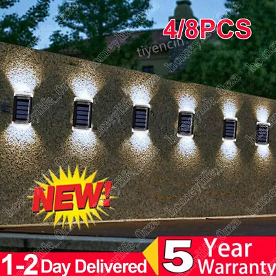 8 X LED Solar Power Wall Light UP And Down Outdoor Street Garden Security Lamp • £14.59