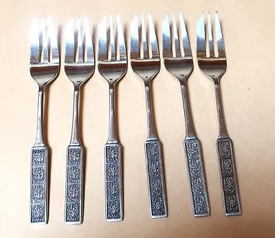 Six Retro Wiltshire Burgundy Cake Forks • $20